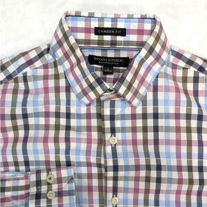 Banana Republic Camden Fit‎ Mens S Plaid Long Sleeve Button Down Shirt Cotton